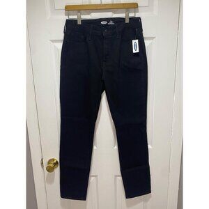 Old Navy Womens Size 8 High-Rise Slim Straight Black Jeans With Secret-Slim Pock